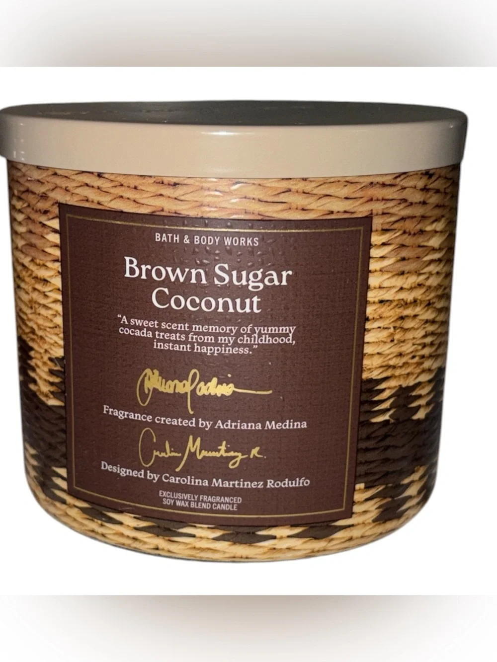 Bath & Body Works White Barn candle 14.5 oz 3 wick new Brown Sugar Coconut